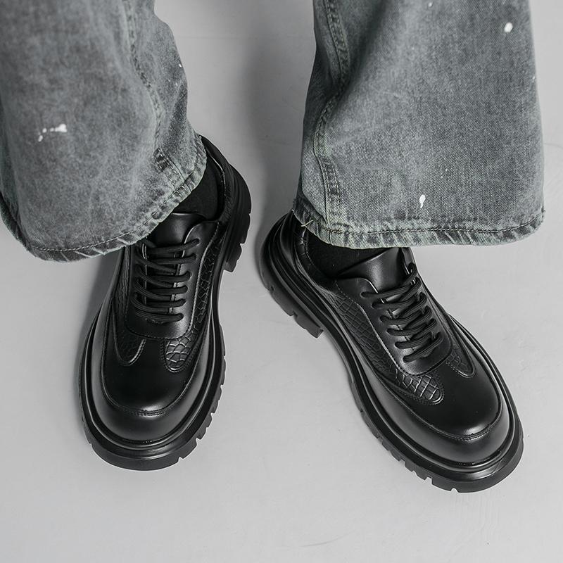 Herren Punk Stiefel Brogues Business Aufzugsschuhe Schwarze Braune Lederschuhe Dicke Sohle Plateau Schuhe Übergröße