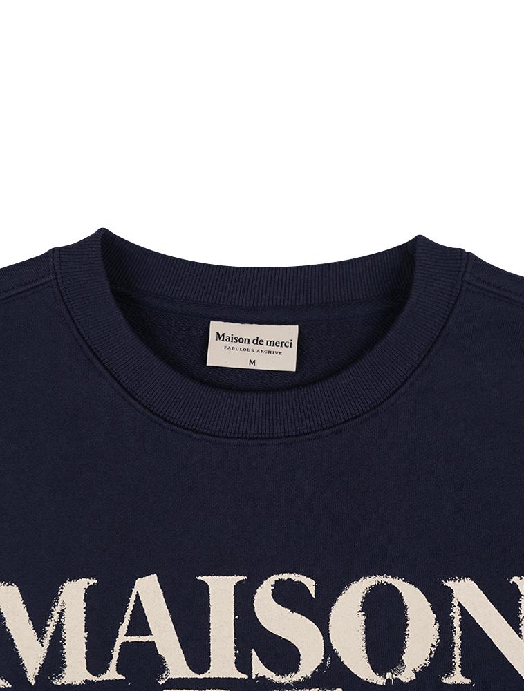 LA MAISON STUDIO Unisex Cargo Pocket Displace Logo Sweatshirt Navy (Fce1Ts101M)