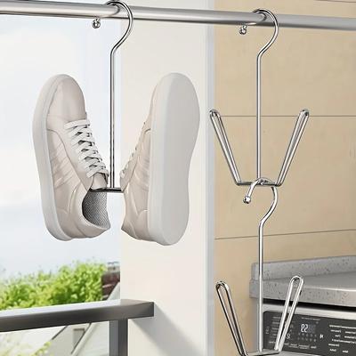 1/3-teiliger platzsparender Schuhregal-Kleiderbügel aus Edelstahl, langlebiges Hängeregal aus Metall mit Kleider- und Hutstangenhaken