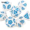 7 Pcs White BlueTree Stump Root Metal Dice Solid Metal Polyhedral Dice Set Suitable for Role-Playing RPG  Board Game Card Game