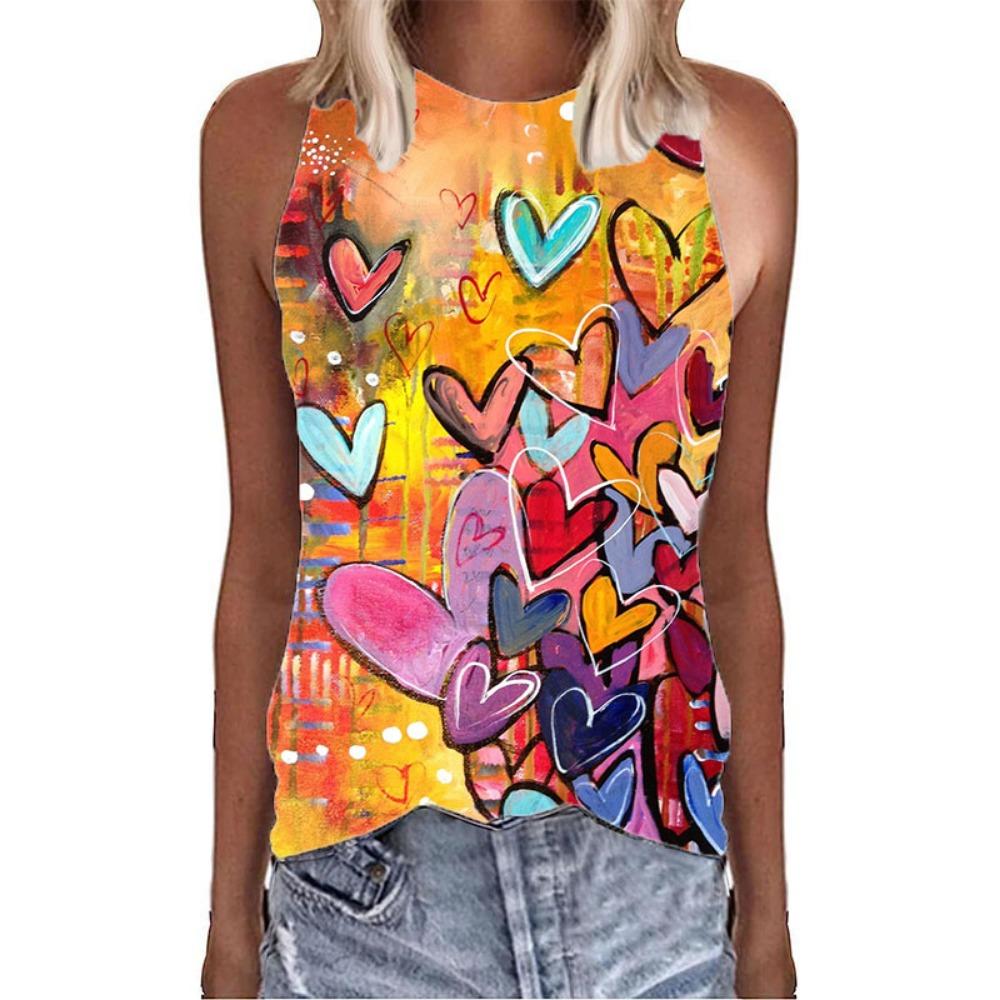 3D printed vest summer women s round neck vest S