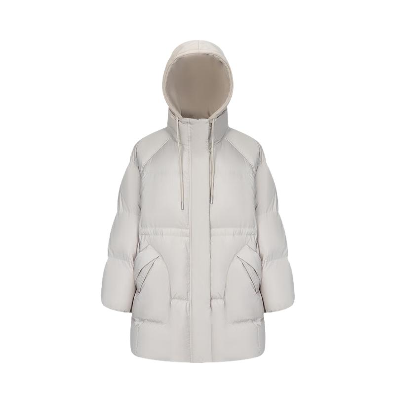 Aolaiyi Women's Mid-Length Detachable Hood Down Jacket