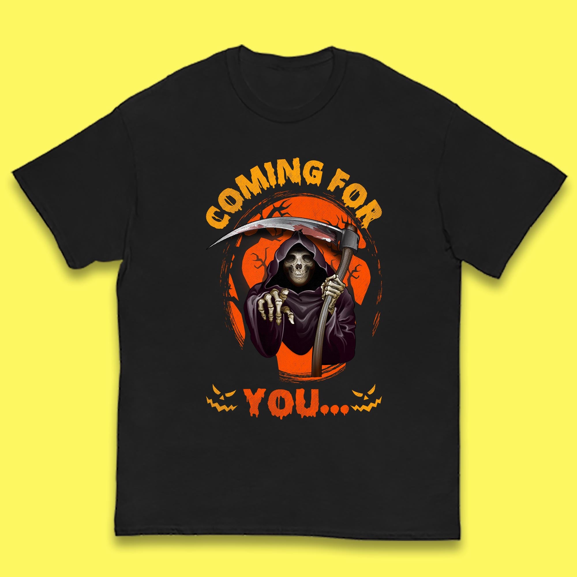 Coming For You Grim Reaper Halloween Skeleton With Scythe Halloween Ghost Kids T Shirt 150