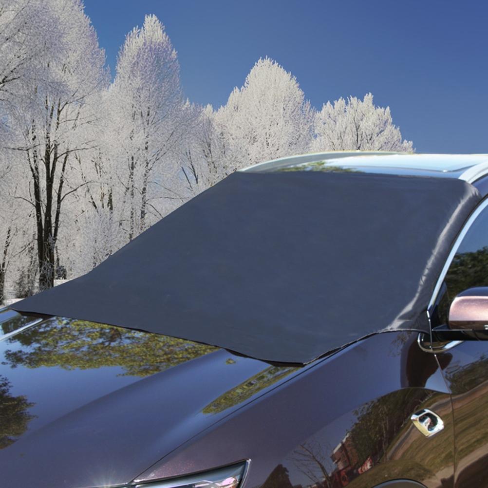 Magnetic Car Sun Shade Cover with Flap and Safety Strap Car Front Windshield Snow Protective Cover