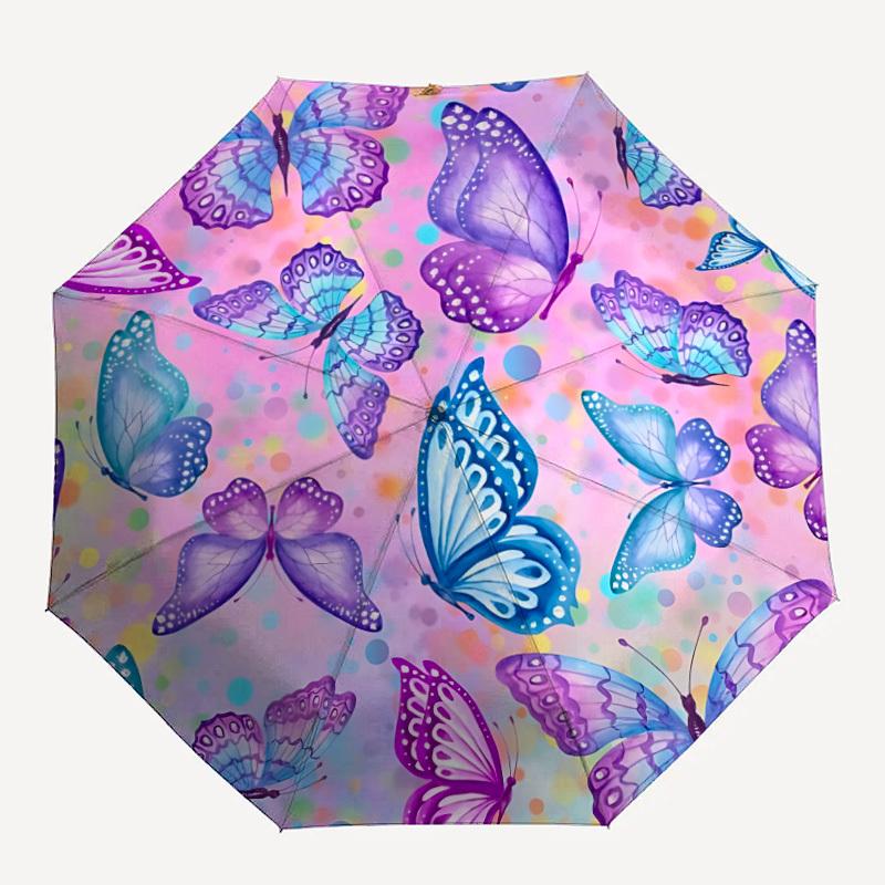 

1pc Butterfly Print Automatic Umbrella - 8-Rib Durable Frame, Portable Fashion Accessory & Holiday Gift yy251117180