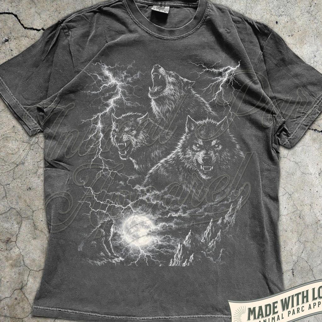 Vintage Werwolf T-Shirt, Vollmond heulende Wölfe Tee, Gothic Horror Shirt, Horrorcore 90er Werwolf Tee, Vintage Halloween Fabelwesen Shirt