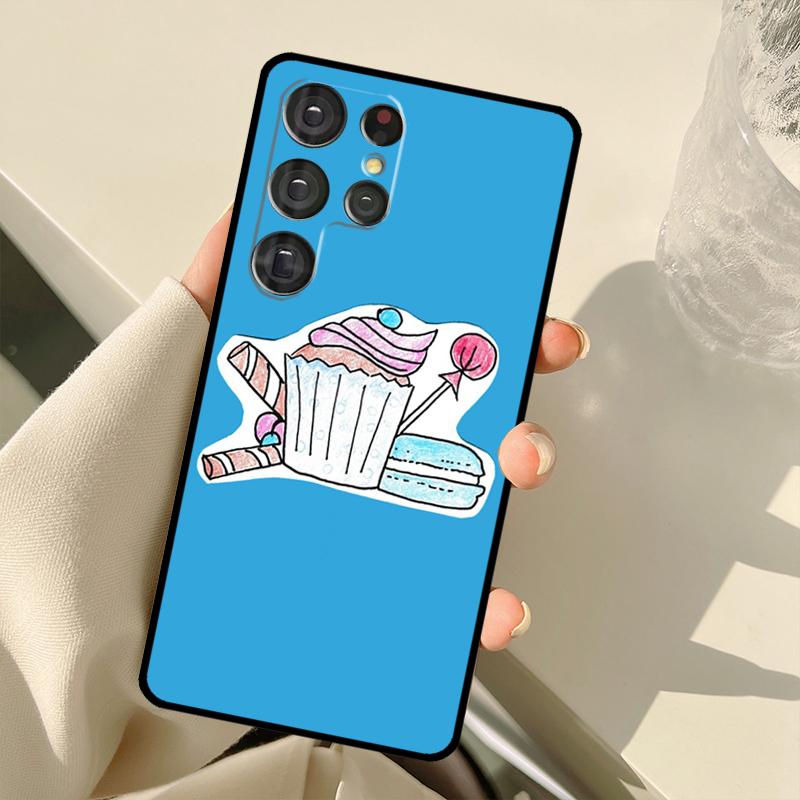 Custodia per Dessert Torta Macaron Per Samsung Galaxy S25 S24 S23 S22 S21 S20 Ultra S9 S10 Plus S21 FE S25 FE Cover Posteriore