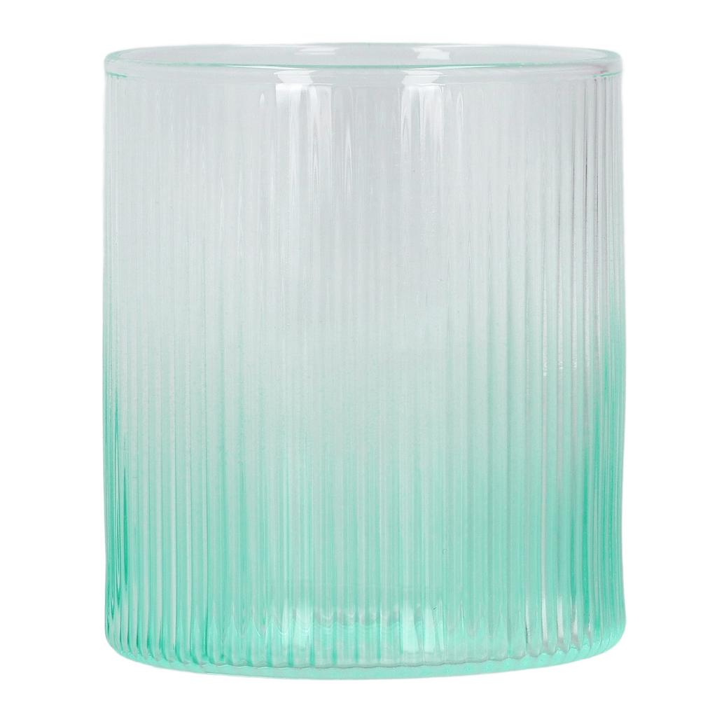 Borosilicate Glass Cup Gradient Vertical Stripes Mug for Water Milk Latte Cappuccino TeaGreen
