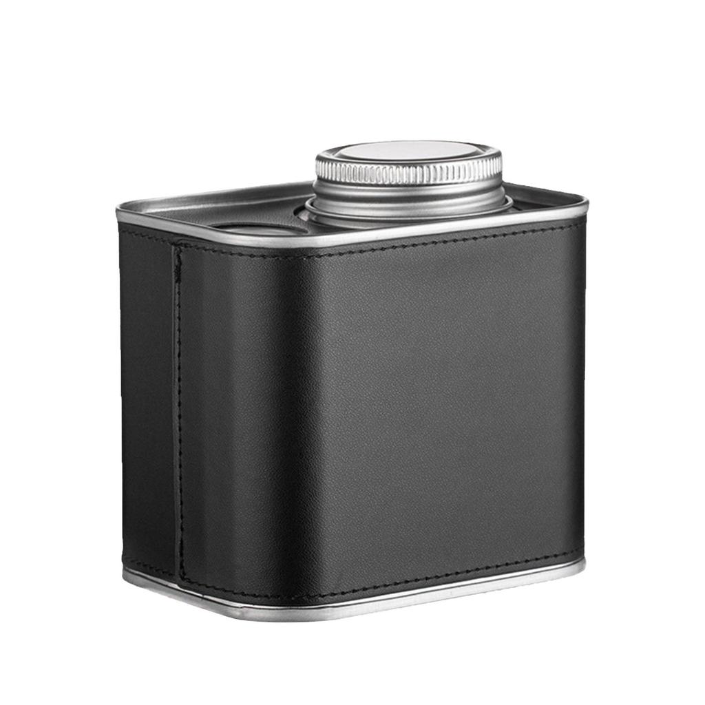 Coffee Canister PU Leather Storage Organizer for Grain Loose Tea Rice Black