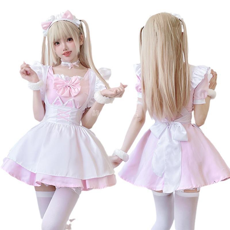 Soft Girl Lolita Rosa Anime-Stil Dienstmädchenkleid, süßes Mädchen Cosplay Outfit Cosplay Kleidung