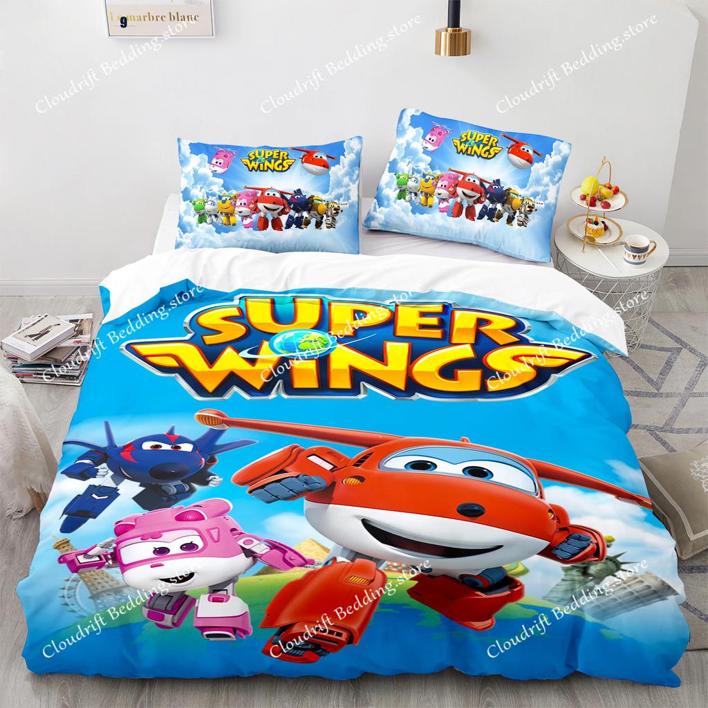 Super Wings Bedding Set Bedspread Single Twin Full Queen King Size Game Super Wings Bed Set Children's Kid Bedroom Duvetcover