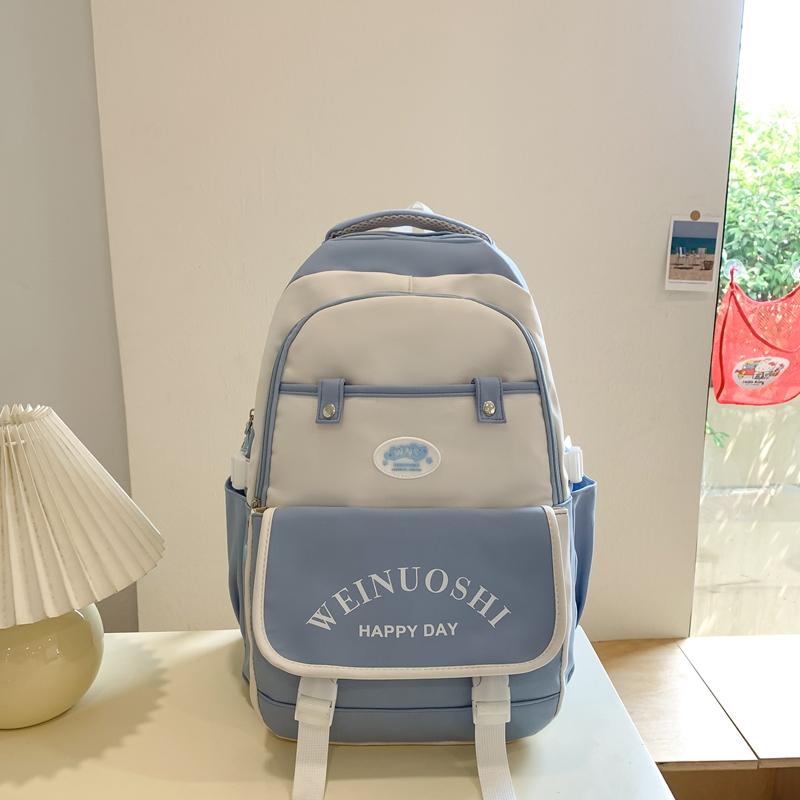 Middle School Student Schoolbag Color Block Women's Large Capacity Backpack Primary School Student's Fifth and Sixth Grade Lightweight Backpack