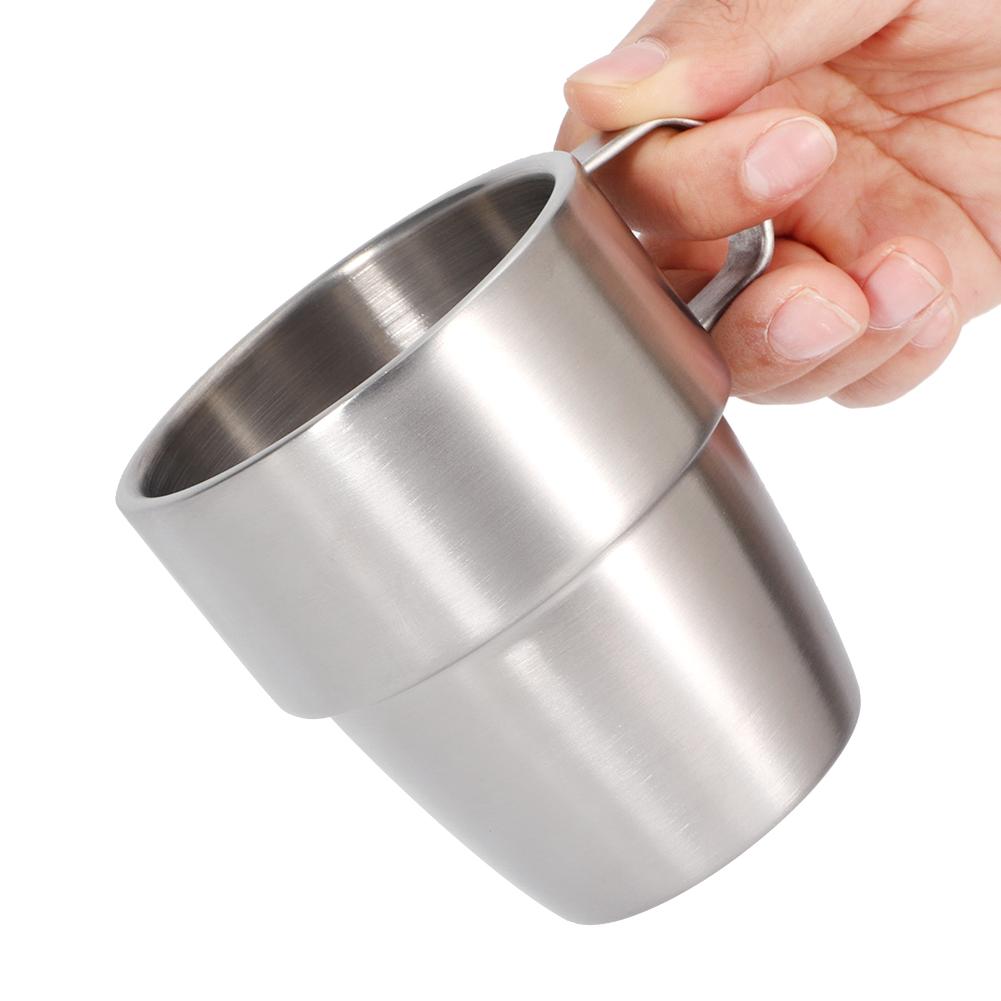 280ml Langlebiger doppelwandiger Edelstahl Bar Bierkrug mit Griff Weithalsbecher