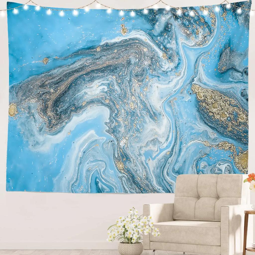 Marble Print TapestryRetro Style Paintbrush Colors Ink Marbling Watercolor ArtWall Hanging for Bedroom Living Room Dorm Decor