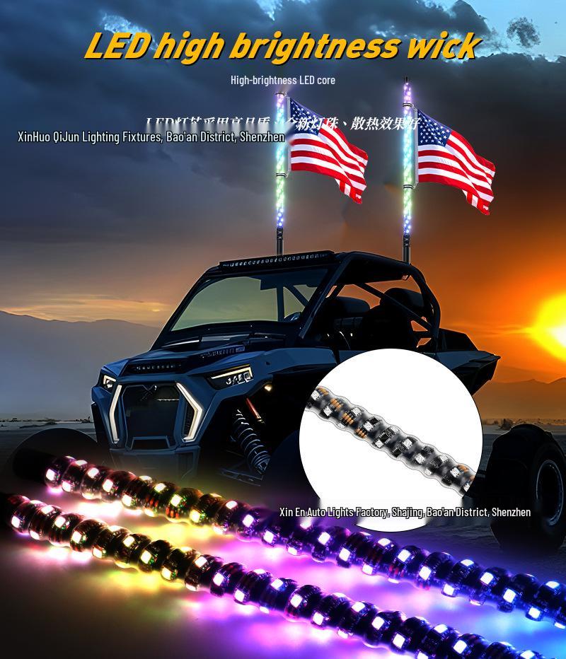 RGB Off-road Flagpole and Beach Atmosphere Light with Brake Function