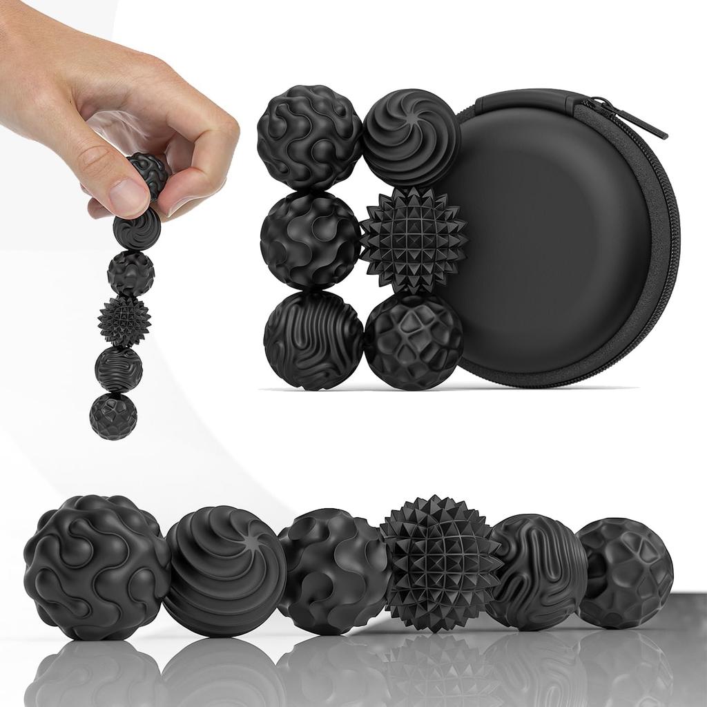 6/12pcs Magnetic Sensory Fidget Ball Toy, Attracting Stress Ball with Silicone Shell for Adults and Teens, Peace of Hands
