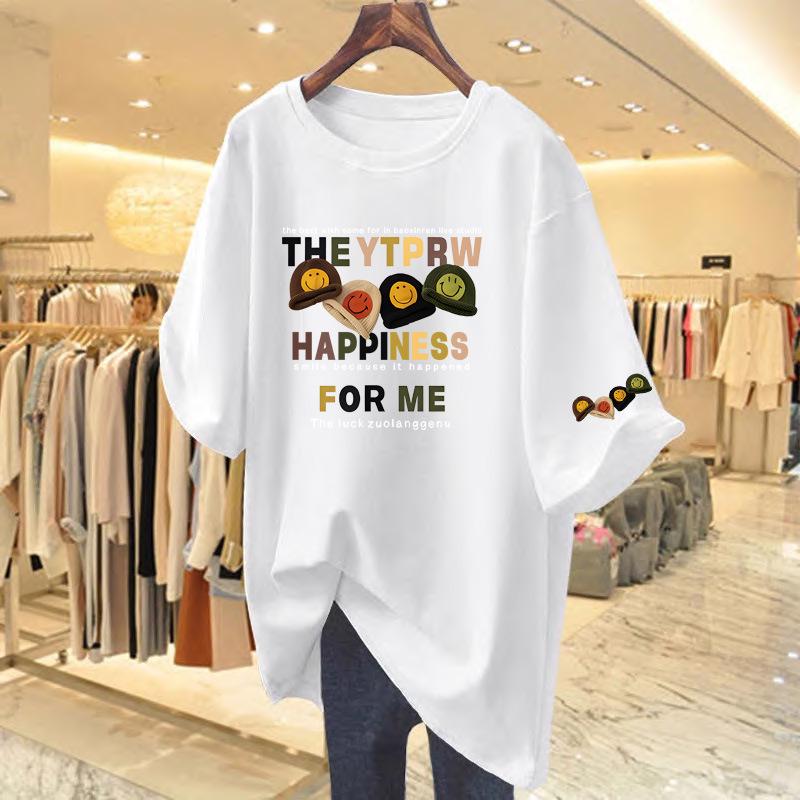 

Women s Cotton Slim Fit Round Neck T-shirt - Summer 2025 Korean Style XXXL