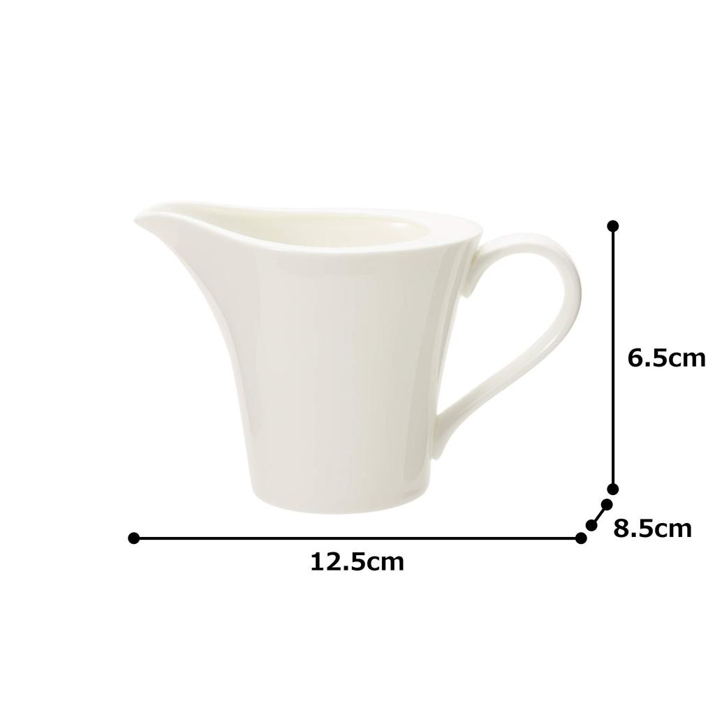 NARUMI Creamer, Flat Rim, White, 175cc, Made In Japan, 51030-4660