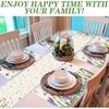 7 Pcs Spring Table Runner and Placemats Tulip Table Runner Placemats Set 72 x 13 Inch Linen Easter Farmhouse Rustic Floral Table Mat for Spring