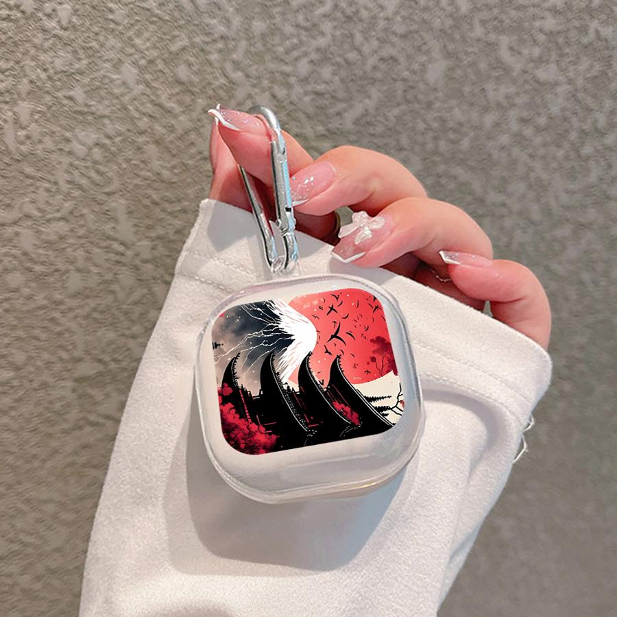 Case For Samsung Galaxy Buds 4Pro 2 4 Pro 3 FE Live 2Pro 3Pro Clear Earphone Cases Cover With Hook Japanese Ancient House