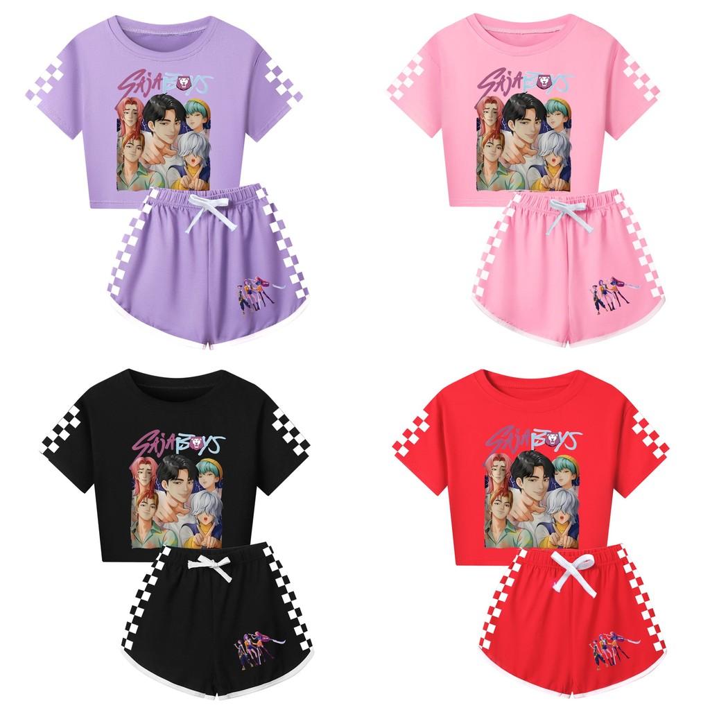 Kpop Demon Hunters Saja Jongens Print Volwassen Kind Korte Mouw Korte Broek Familie Pyjamaset Voor Gezellige Nachtkleding