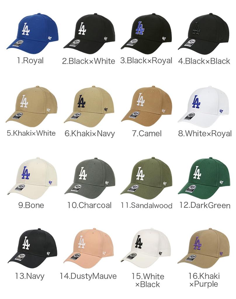 47 MVP Brand Name MLB Los Angeles Dodgers LA Logo Street Style Unisex Stylish Baseball Cap with Velcro Royal One Piece Cap, Men's/Women's, Closure,