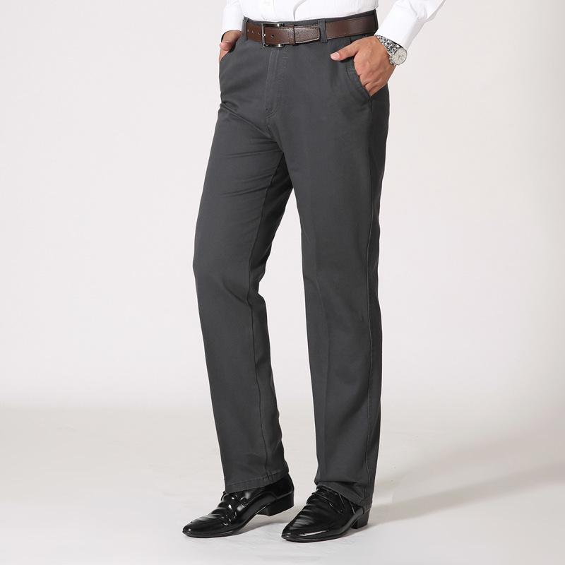 Men's Loose Straight-Leg Pure Cotton Business Pants for Autumn/Winter