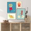 Nordic Cartoon Foods Fruits Wine Wall Art Prints Canvas Funny Eggs French Fries Posters Pictures Kitchen Kid Room Cuadros Decor