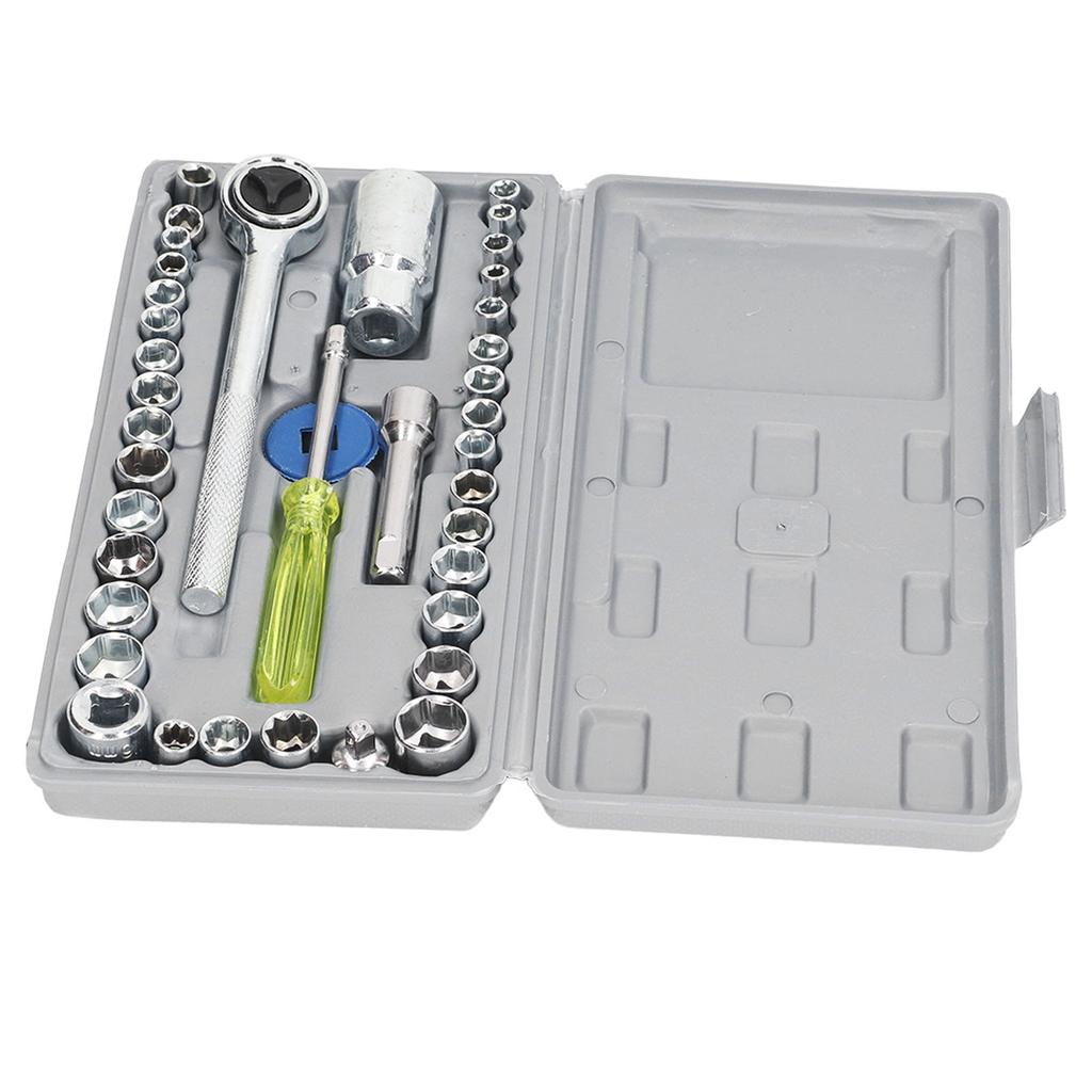 40Pcs Ratchet Wrench Socket Wrench Steel Screwdriver Tool Set Kit for Repair Maintenance