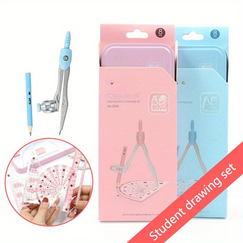 8pcs/Set Ruler Compass Pencil Set Geometry Maths Drawing Stationery Mathematical for Boys Girls Gift Office Stationery Supplies