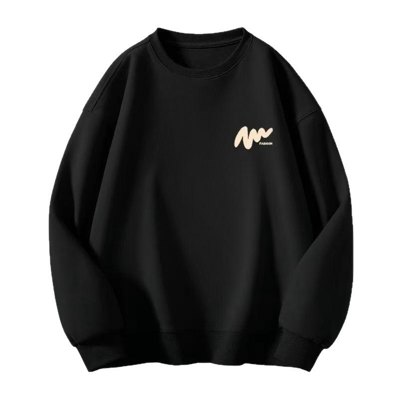 Men's Autumn Crew Neck Heavyweight Fleece-Lined Sweatshirt - Loose Streetwear Style for Couples
