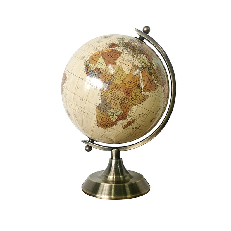 Modern Popular European Desktop Globe Decoration, Antique Style Metal Base, World Map Globe