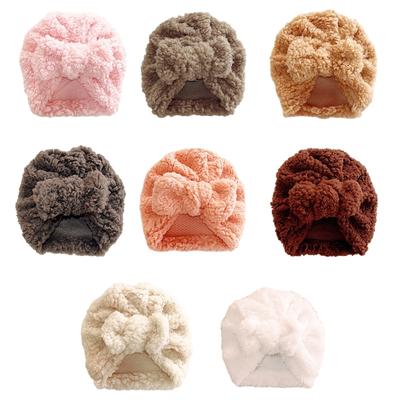 Chapeau Turban Nœud Indien pour Bébés Confortable & Épais Cache-oreilles Mignon Chapeau Nouveau-né avec Joli Nœud pour Garçons & Filles Cadeau