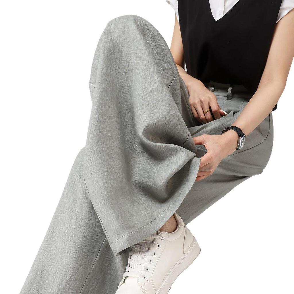 Women's 100% Linen Wide-Leg High-Waisted Loose Trousers, Summer 2026 Collection
