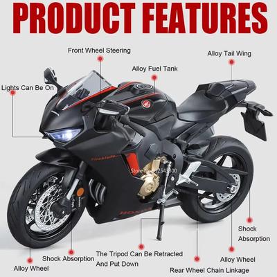Groß 1:9 ZX-10R Honda CBR1000RR Motorradmodell Spielzeug Lenkgestänge Stoßdämpfung Motormodelle Kinderspielzeug