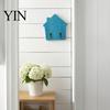 Heavy Duty Key Hanger for Wall Wood House Shape Storage Hook, Strong Traceless Adhesive Decorative Coat Hooks American Style Home Entryway Load