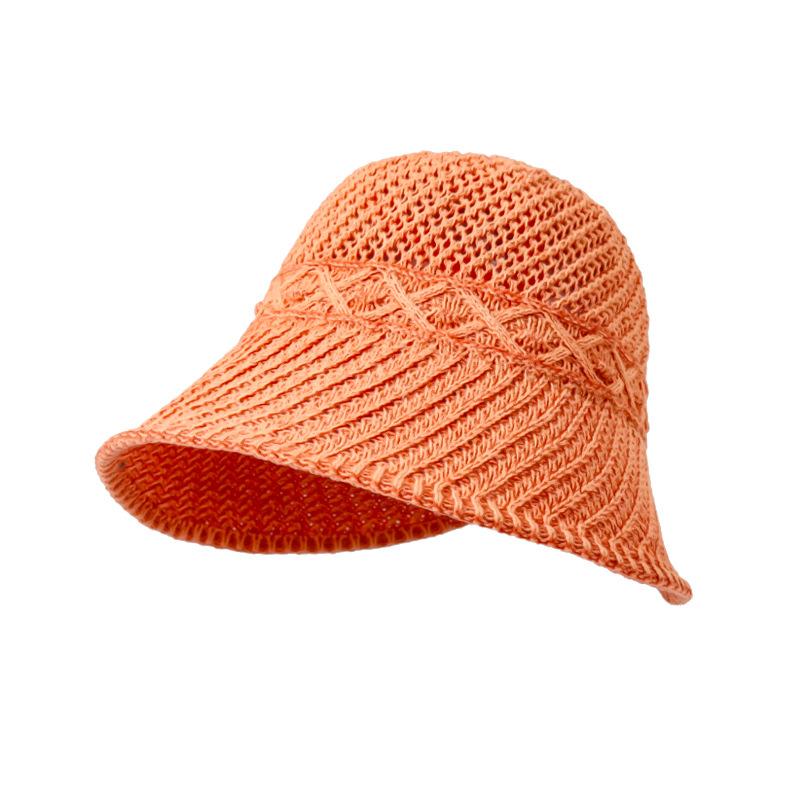 Versatile Tether Straw Hat Summer Sun Protection Hat Women's Outdoor Seaside Vacation Beach Hat Knitted Hollow Sun Hat Tide
