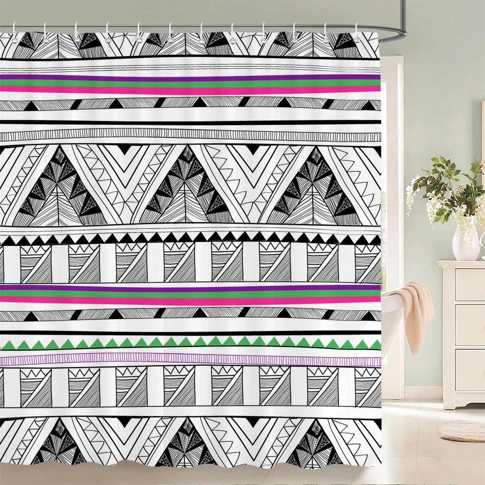 Waterproof Shower Curtain for Bathroom Bohemian Pattern Printing Bathtub Curtains Fabric Polyester Bath Curtain with Hooks