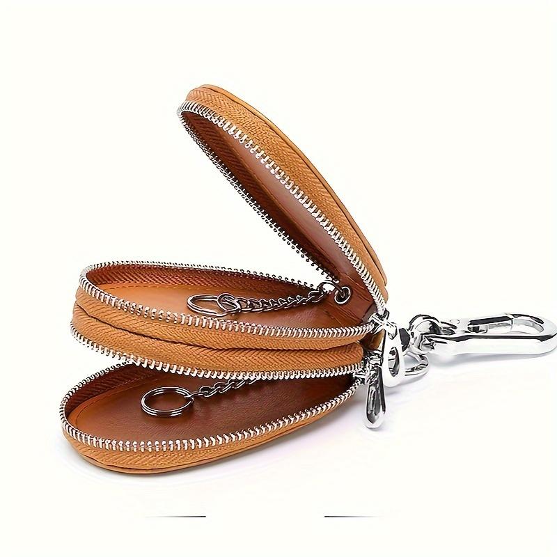 Men's Multifunctional Universal Double Layer Car Key Bag Genuine Leather Regular Key Bag Vintage Smart Folding Key Protector Fashion Business