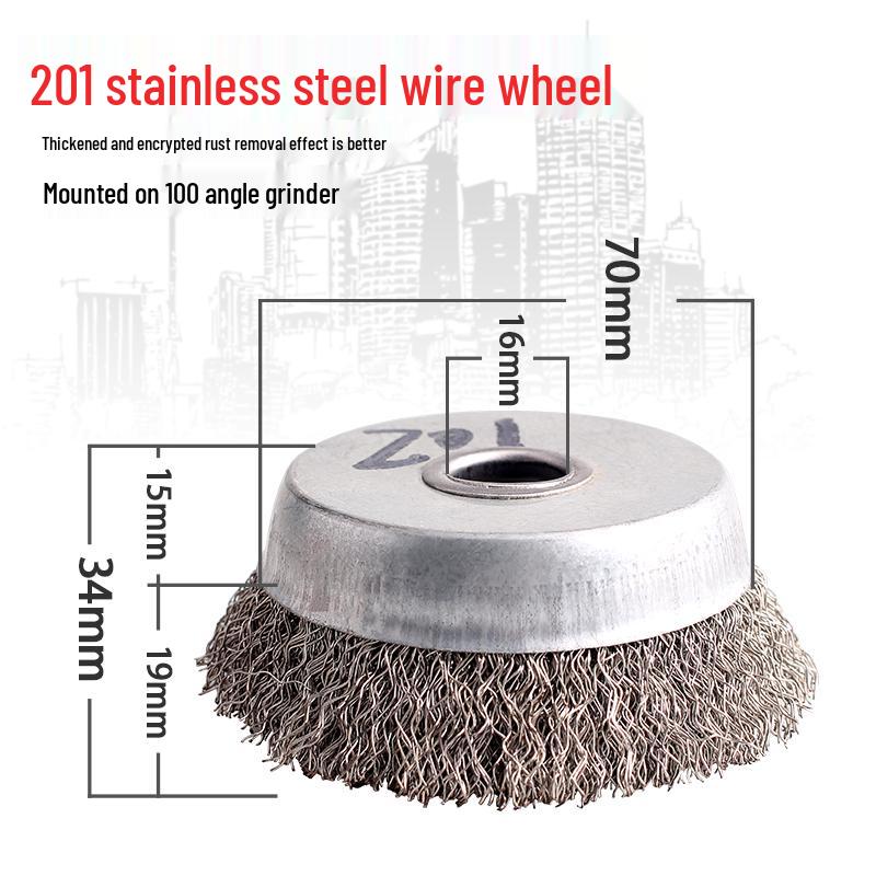 

Дротяна щітка з нержавіючої сталі 304 для видалення іржі, полірування та шліфування ручною шліфувальною машиною