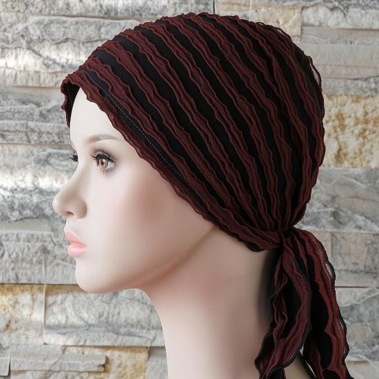 Solid Color Ruffle Slouchy Hat Soft Women Elastic Hair Bonnet Night Sleeping Cap Braids Long Curly Hair Wrap Skull Cap