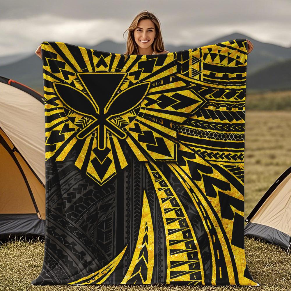 Black and gold floral pattern Blanket for Sofa Bed Travel Camping Living Room Office Conditioning Blanket for All Seasons Gifts 75x100cm (30x40inch)