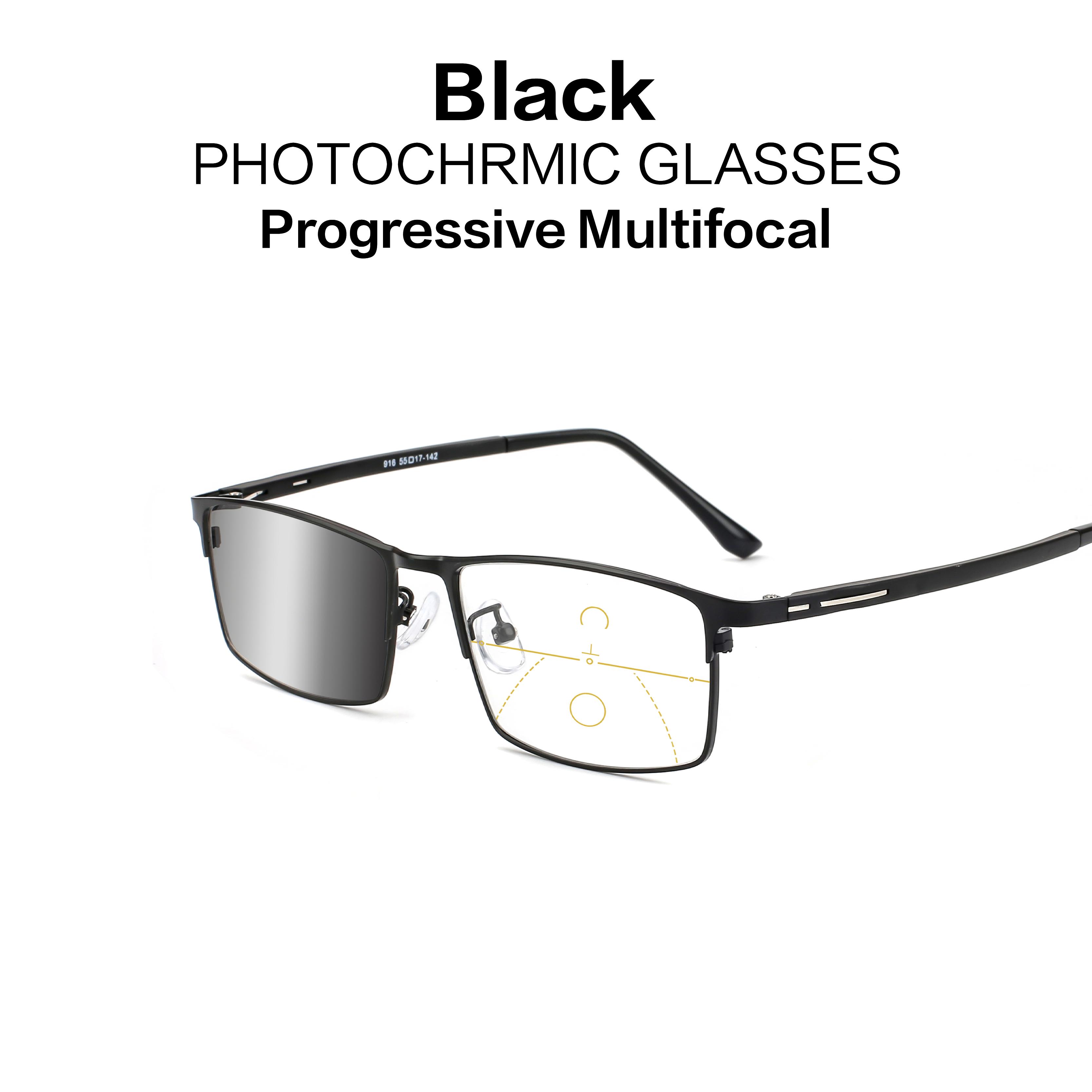 

Men Color Changing Multifocal Reading Eyeglasses Bifocal Blue Blocking Business Glasses Computer Anti Radiation See Far Near Eyeglasses 3
