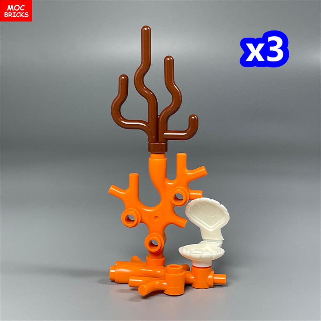 MOC Bricks Ocean Animal Plant Coral Sea Scene Shark Octopus Manta Fish Clownfish Building Blocks Toys Children Gift