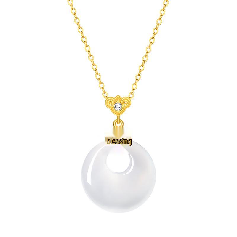 Zhou Dasheng Auspicious Chalcedony Peace Buckle Necklace