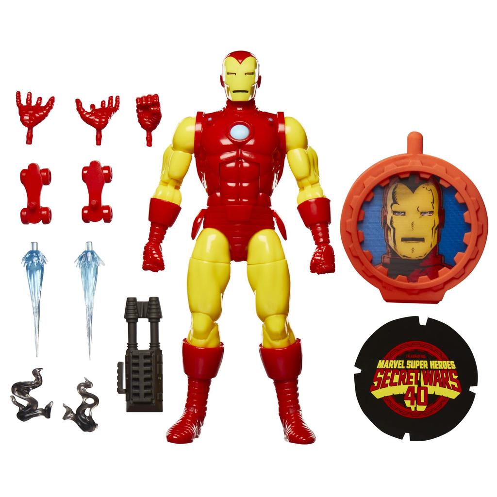 Hasbro Marvel Legends Series Iron Man, Avengers Retro Marvel Comics Secret Wars Collectible 6-Inch Action Figure with Shield (G0780) Authentic