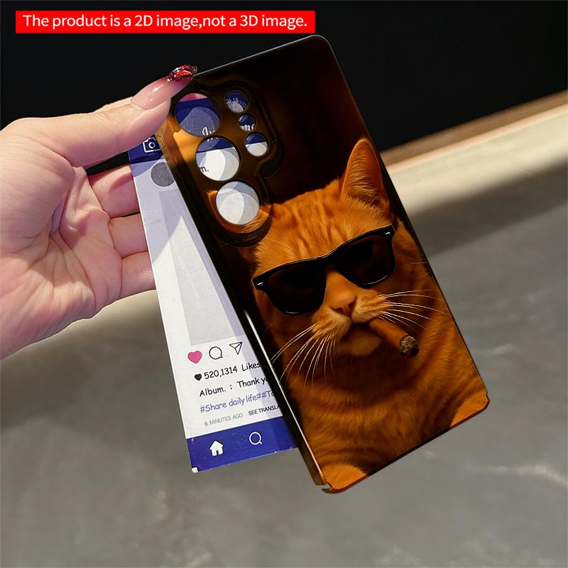 2DFlat Samsung Phone Case Sunglasses Cat with Cigar Phone Case Applicable To Galaxy S22 S23 S24 S25ULTRA S26 A12 A13 A14 A15 A16