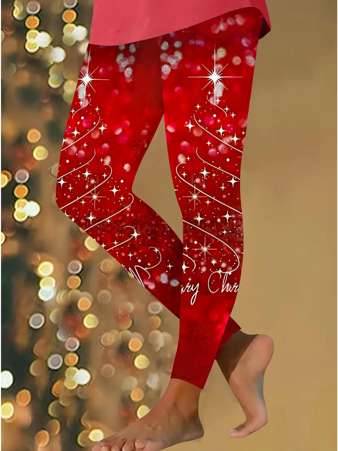 

Жіночі різдвяні легінси для йоги з принтами, еластичні, для фітнесу, бігу, спортзалу, активного відпочинку XXL червоний