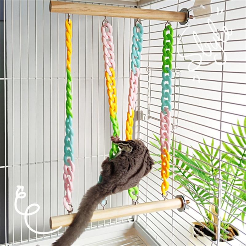 Active Pet Exercise Wooden Climbing Rack Swing For Sugar Gliders And Birds Cage X3UC