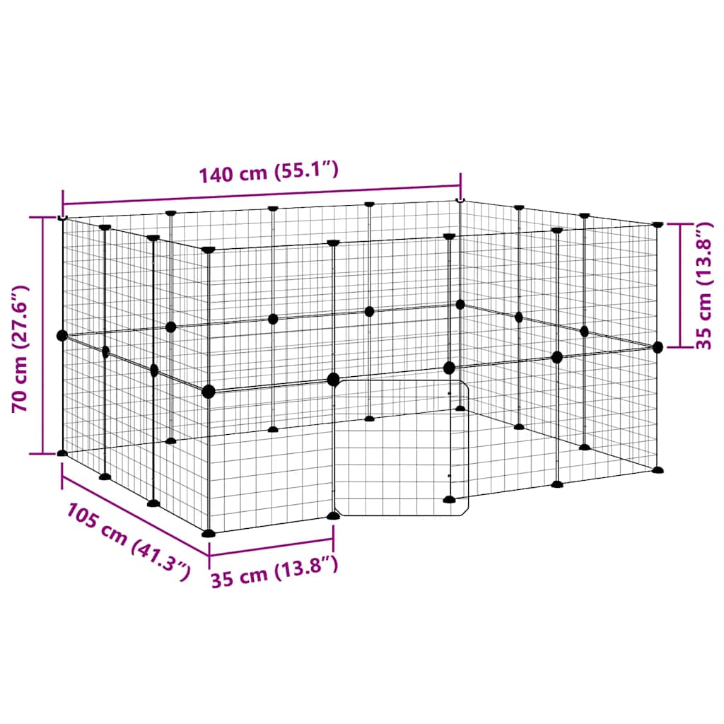 28 Piece Pet Cage with Door Black 35 X 35 Cm Steel